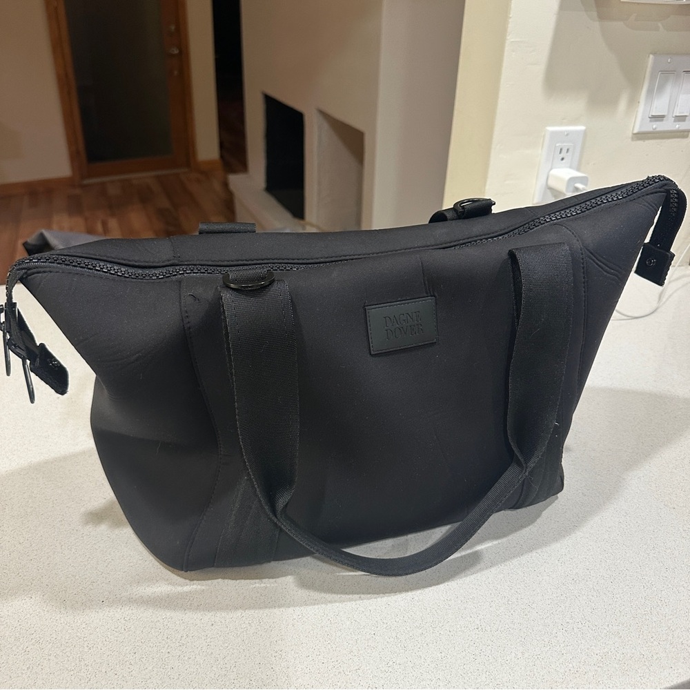 Dagne Dover Landon Black Neoprene Weekender Tote